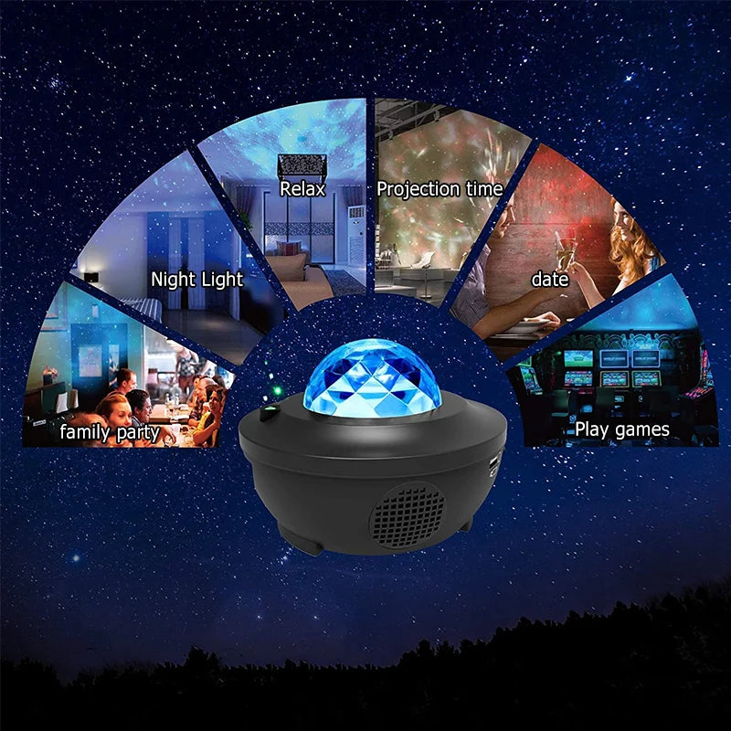 Galaxy Night Light Projector with Ocean Wave Music Speaker