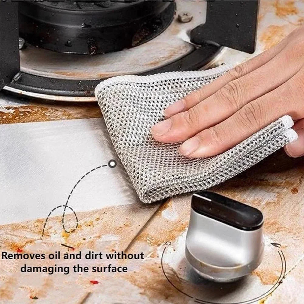 (Pack Of 4) Multifunctional Non-Scratch Wire Dishcloth, Steel Wire Dish Towel