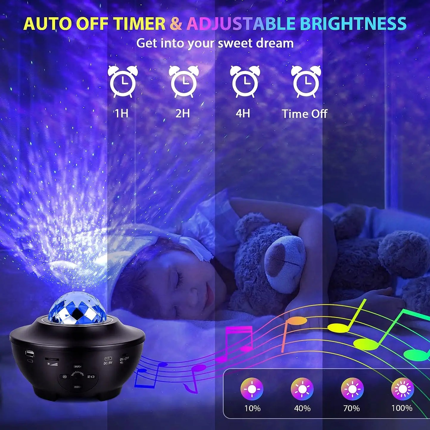 Galaxy Night Light Projector with Ocean Wave Music Speaker