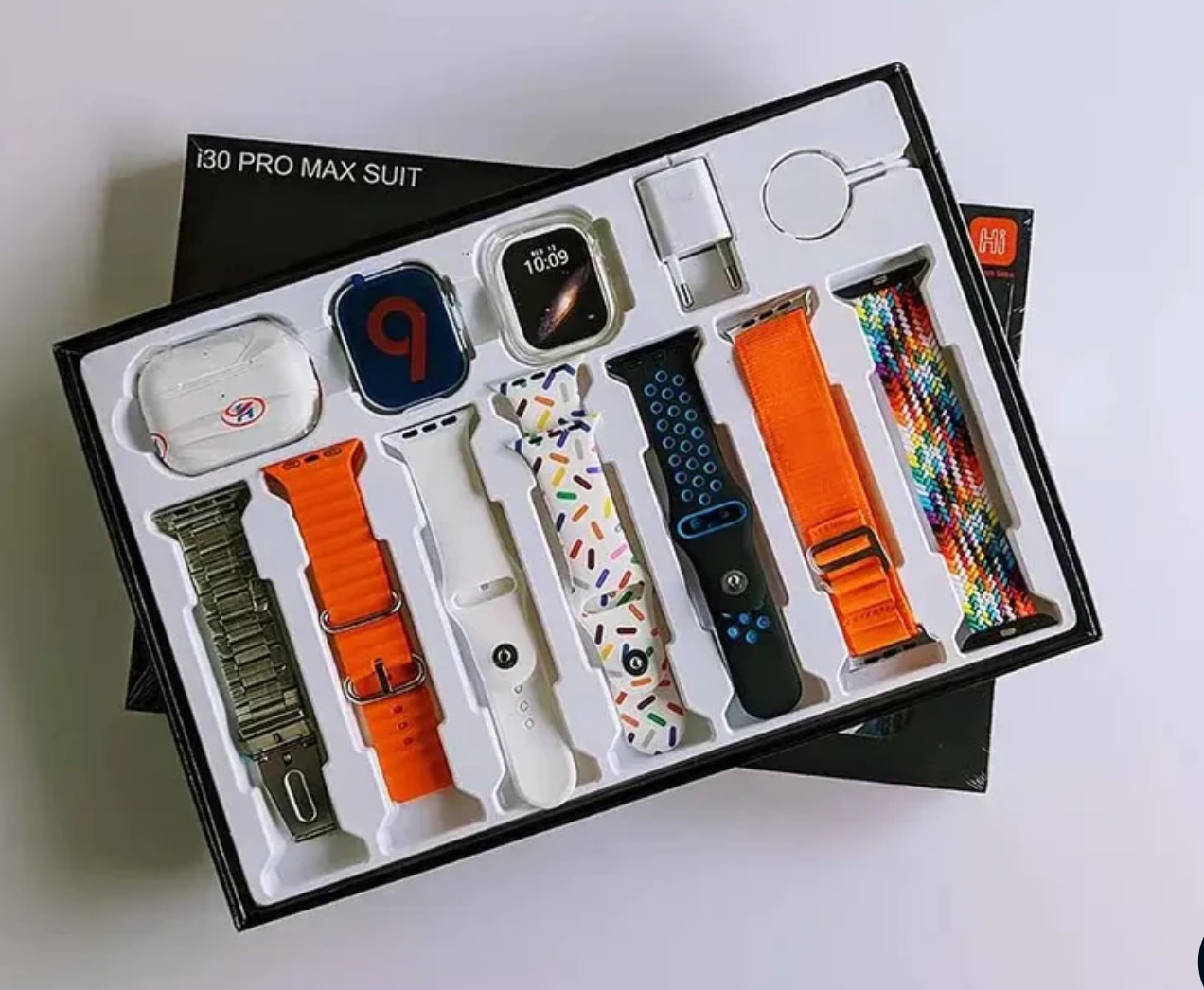 i30 Pro Max Suit 11 in 1 Set Smart Watch with Airpods